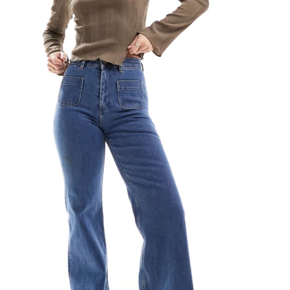 & Other Stories Flare Jeans, Size 28, Deep Blue, High Waist, High Rise, Like New - Picture 14 of 16